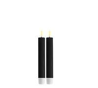 ReWu Deluxe Homeart - Bougie LED d'intérieur avec flamme réaliste sur un miroir en cire véritable - Lumière blanche chaude - Noir - 15 cm