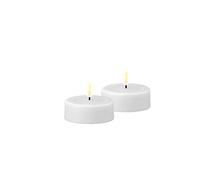 ReWu Deluxe Homeart - Lot de 2 bougies chauffe-plat LED d'intérieur avec flamme réaliste - Lumière blanche chaude - Blanc