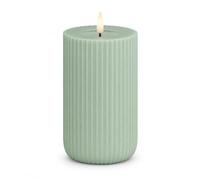 ReWu Deluxe Homeart Shape Bougies LED rainurées Vert sauge 8 x 12,5 cm