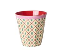 ReWu Rice Gobelet en mélamine Crème Medium - Imprimé arbre de Noël diamant - Gobelets pour enfant Vaisselle de camping Vaisselle en mélamine incassable sans BPA 250 ml