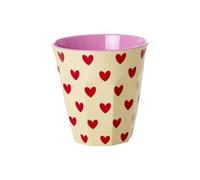 ReWu Rice Gobelet en mélamine de taille moyenne 250 ml - Imprimé cœurs Darling - Gobelet pour enfant - Vaisselle de camping - Tasse en mélamine incassable sans BPA