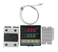 REX-C100 Contrôleur PID numérique pour (25 A), entrée thermocouple de type K 0-1300 °C, module PLC industriel avec kit de dissipateur thermique