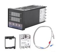 REX-C100 Kit de thermostat intelligent avec relais 40 A, contrôle PID et sonde de 1 m, contrôleur de température numérique 48 x 48 mm pour équipement de chauffage industriel
