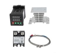 REX-C100 PID Contrôleur de température avec relais SSR-40DA, sonde de type K 1 m et dissipateur thermique, plage de mesure 0-400 °C, auto-optimisation pour l'industrie, la chimie, la construction