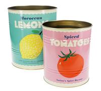 Rex London Lot de 2 boîtes de rangement XXL citron et tomate imprimé rétro multicolore citron tomate
