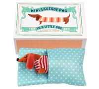 Peluche chien saucisse dans une petite boîte enfant Rex London Orange 13,5x8x4 cm