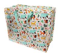 Rex London Sac géant XXL, sac de rangement avec fermeture éclair, motif multicolore (forêt/animaux de la forêt)