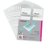 Rexel 13681 Lot de 10 pochettes perforées pour cartes de visite Nyrex Transparent A4
