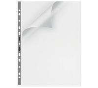 Rexel 13682 Lot de 25 pochettes de présentation A4 en Nyrex avec bande grise Ouverture latérale et sur le dessus Transparent