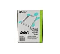 Rexel CKP 12265 Lot de 100 pochettes renforcées avec ouverture par le haut Transparent/bord vert Format A4