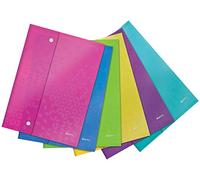 Rexel Leitz - Pochette-Enveloppe A4, Lot de 6, PP, Rabat 2 Boutons-Pression, Transport et Organisation Documents, Couleur Assortie WOW, 44690099