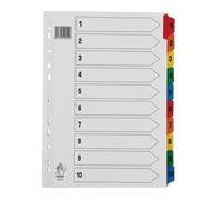 Rexel Mylar Intercalaires en Plastique Renforcés 1-10 - A4 (Blanc)