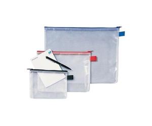 REXEL Pochette à fermeture éclair Mesh Bag A6 en PVC noir, transparente renforcée, difficilement inflammable