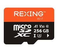 RexingUSA Carte SD microSDXC UHS-3 4K Full HD 256 Go avec adaptateur pour caméras embarquées, système de surveillance, caméra de sécurité et caméra de corps