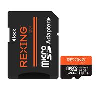 RexingUSA Carte SD microSDXC UHS-3 4K Full HD de 64 Go avec adaptateur pour caméras embarquées, système de surveillance, caméra de sécurité et caméra corporelle