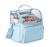 Rexmica Étui de rangement pour 180 marqueurs, grand sac de rangement avec séparateur pour adultes, étui de voyage pour divers marqueurs ou fournitures artisanales, bleu (design breveté)