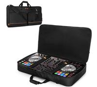 Rexmica Étui de Transport avec 2 Poches pour Contrôleur DJ, Câble (L, Noir) | Compatible avec Pioneer DDJ RX/SX/SX2/SX3 ou La Plupart Des Contrôleurs DJ Standard, Sac pour Autres Accessoires de Musique