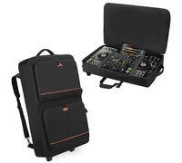 Rexmica Sac à dos pour manette DJ avec roulettes compatible avec Pioneer XDJ RX2/XDJ RX3/XDJ-RX/DDJ FLX10/DDJ REV7/DDJ 1000, étui de transport DJ à roulettes avec 2 poches pour accessoires, sac