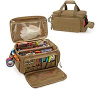 Rexmica Sac à outils de 35,6 cm avec fond anti-friction, organiseur d'outils à main pour homme, sac de portée tactique, fourre-tout de travail polyvalent pour réparateur, charpentier, bricoleur, kaki