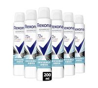 REXONA - Déodorant Femme Invisible Aqua - Spray Anti-transpirant - Advanced Protection - Parfum Frais et Floral - Protection 72h (lot de 6x200ml)