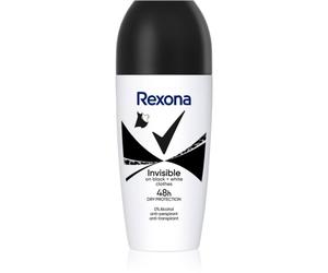 Rexona Invisible Black and White déodorant roll-on anti-traces blanches et jaunes 50 ml