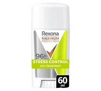 REXONA Maximum Protection Deodorant Stick Creme Stress Control 60ml | Anti-traces Blanches, Anti-Transpirant, 96h Anti-Humidité & Anti-Odeurs, 3x Plus Efficace, Testé dermatologiquement