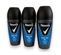 REXONA Men Cobalt Dry Lot de 3 déodorants roll-on pour homme 50 ml