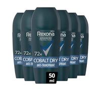 REXONA MEN - Déodorant Homme Cobalt Dry - Bille Anti-transpirant - Advanced Protection - Parfum Elégant et Frais - Protection 72h (lot de 6x50ml)