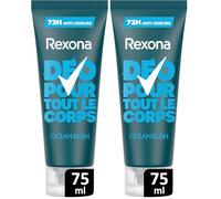 Rexona Men Déodorant pour Tout le Corps Crème 72H - Ocean Rush - 75ml (Lot de 2)
