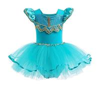 REXREII Robe tutu de princesse Aladdin Jasmine pour petite fille, costume d'Halloween, Noël, anniversaire, 5-6 ans