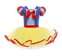 REXREII Robe tutu de princesse pour fille - Sofia - Blanche-Neige - Elsa - Déguisement d'Halloween, 001 Jaune, 5-6 Years