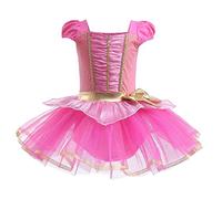 REXREII Robe tutu de princesse pour fille - Sofia - Blanche-Neige - Elsa - Déguisement d'Halloween, # La Belle au bois dormant, 5-6 Years