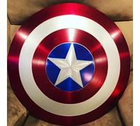 REXRYZ Bouclier Captain Americaa 75e anniversaire en alliage de métal, rouge, 55,9 cm, fait à la main, accessoire de cosplay, bouclier