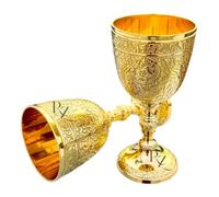 REXRYZ Verre à calice médiéval en laiton, tasse à vin dorée vintage, coupe romaine du roi Arthur style Renaissance - Cadeau médiéval Renaissance