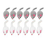 REXVTNS 12 Pack Cat Prey Toy | Furry Interactive Play Prey Toy for Indoor Cats/Kittens | Predatory Instinct Stimulation | White & Gray Colors