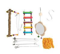 REXVTNS Chicken Mirror Swing Toys | Handcrafted Hanging Feeder & Mirror for Chicks/Hens/Roosters | Colorful Wooden & Stainless Steel Chicken Toys | Secure & Sturdy Pet Accessories