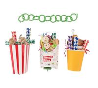 REXVTNS Foraging Cup Bird Toy | Colorful Interactive Shredding Toys for Parrots/Parakeets/Cockatiels | 3pcs Set with Pull Ring & Chewable Pine Wood