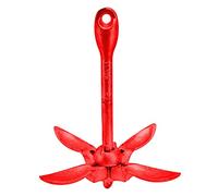 REXVTNS Grappin d'ancre Pliable 4 Flukes 1.5kg, Accessoire de Bateau en Acier au Carbone, canoë Kayak (Rouge (Acier au Carbone))