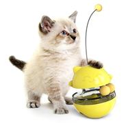 REXVTNS Jouet à Balle de Traitement de Chat avec Une fenêtre Transparente | Jouet de Puzzle d'alimentation Lente pour Les Chats/Chiens | Stick taquin interactif et Disque Rotatif | (Yellow)