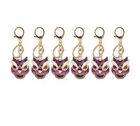 REXVTNS Kirin Animal Keychain 6Pcs Set | Strong Metal Keychain with Rhinestone for Bag/Backpack/Wallet | Lucky Chinese Style Keyring for Women Presents (Purple)