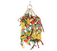 REXVTNS Parrot Chewing Toy | Colorful Beak Grinding Blocks & Cotton Rope | Safe Bird Bite Toy for Budgies/Cockatiels/Lovebirds | Authentic Wood & Sturdy Design