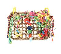REXVTNS Parrot Climbing Net | Authentic Seagrass Woven Hammock with Hooks | Bite - Sturdy Foraging Toys for Birds/Parakeets/Cockatiels | 20 x 28cm Chew & Play Mat