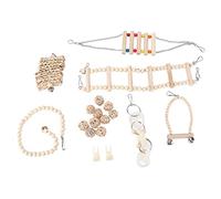 REXVTNS Parrots Chewing Toy Set | Organic Wood Hanging Hammock & Swing for Parakeets/Cockatiels | Cage Accessories with Fruit Holder | Secure Non - Hazardous Bird Toys