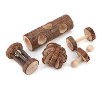 REXVTNS Small Pet Wooden Chew Toys Set of 5 | Wood Hamster Cage Accessories for Teeth Grinding & Play | Fun Nibbling Toys for Guinea Pigs/Rabbits/Rodents | Random Colors
