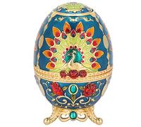 REXVTNS Vintage Metal Toothpick Holder | Peacock Egg Design with 3D Floral Carving | Portable Storage Box for Home / Office / Restaurant | Multifunctional with Built - in Bottle Opener
