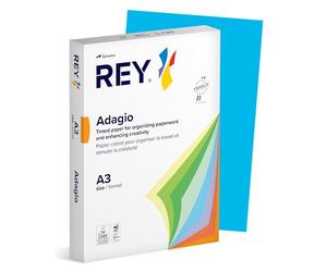 REY® ADAGIO, papier couleur bleu intense, 80g, A3, PEFC™, ramette de 500 feuilles