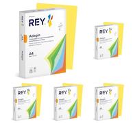 REY® ADAGIO, papier couleur jaune citron, 80g, A4, PEFC™, ramette de 500 feuilles (Lot de 5)