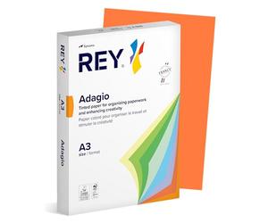 REY® ADAGIO, papier couleur orange intense, 80g, A3, PEFC™, ramette de 500 feuilles