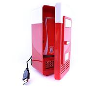 REY Mini Réfrigérateur USB Réfrigérateur Chauffant Petit Réfrigérateur pour Boîte de conserve Rouge/Blanc