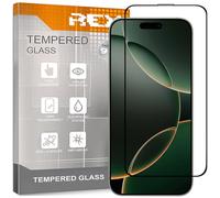 REY Verre Trempé 3D pour IPHONE 16 PRO 6,3" - 17 6,3" - 17 PRO 6,3" - 18 PRO 6,3", Noir, Protecteur d'écran qualité supérieure, Protection Complète, 3D, 4D, 5D